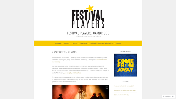 Screenshot of the The Festival Players, Cambridge website