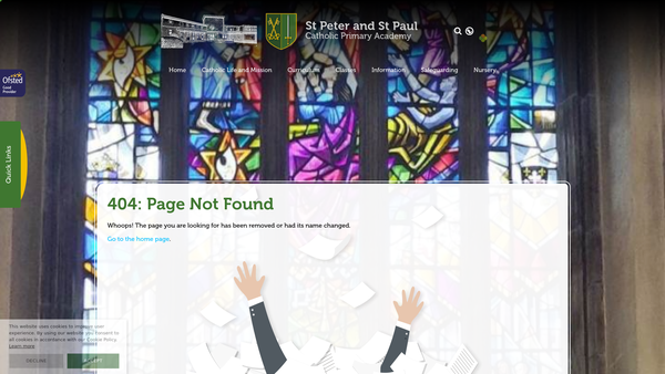 Screenshot of the St Peter And St Paul Parents Teachers Association website