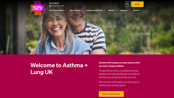 Screenshot of the Asthma UK website