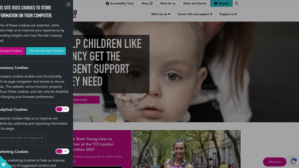 Screenshot of the Clic - Cancer And Leukaemia In Childhood website
