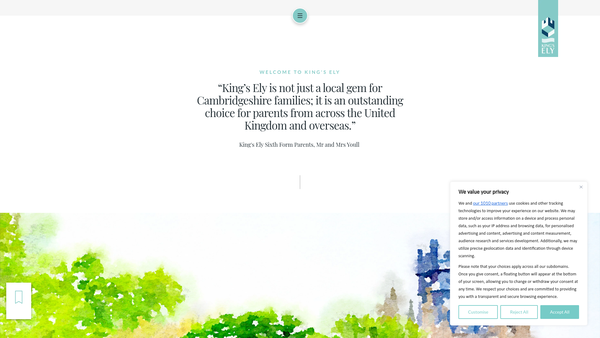 Screenshot of the The King's School, Ely website