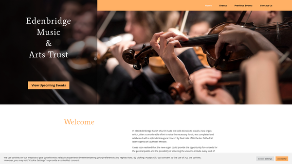 Screenshot of the The Edenbridge Music And Arts Trust website