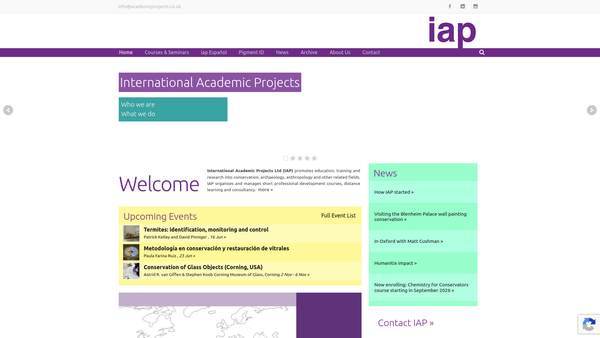 Screenshot of the International Academic Projects Limited website