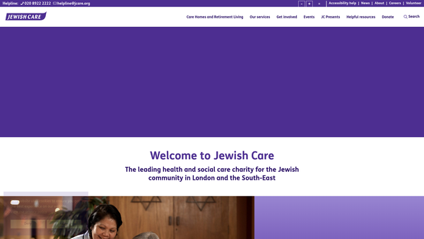 Screenshot of the Jewish Care website