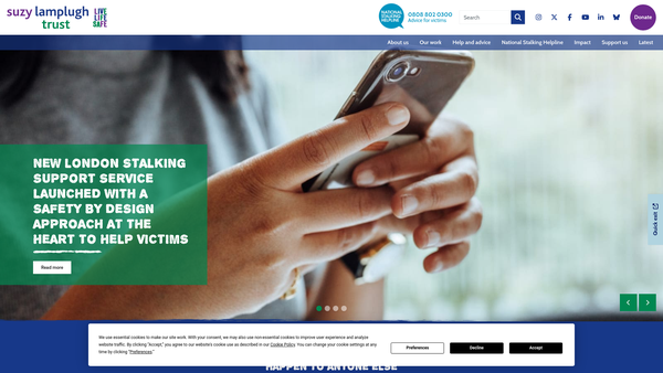 Screenshot of the The Suzy Lamplugh Trust website