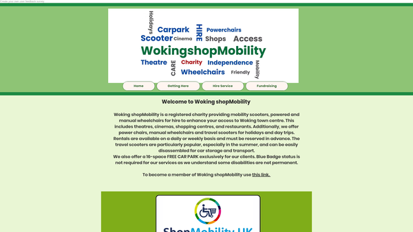 Screenshot of the Woking Mobility website
