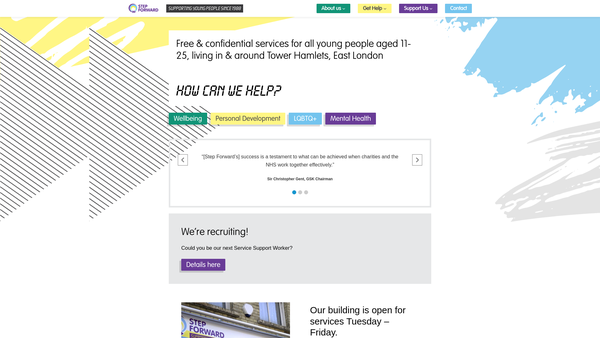 Screenshot of the Step Forward (Tower Hamlets) website