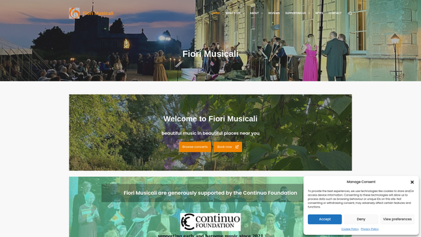 Screenshot of the Fiori Musicali Charitable Trust website