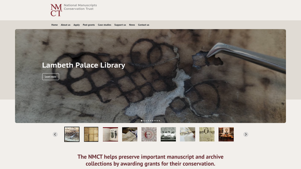 Screenshot of the The National Manuscripts Conservation Trust website