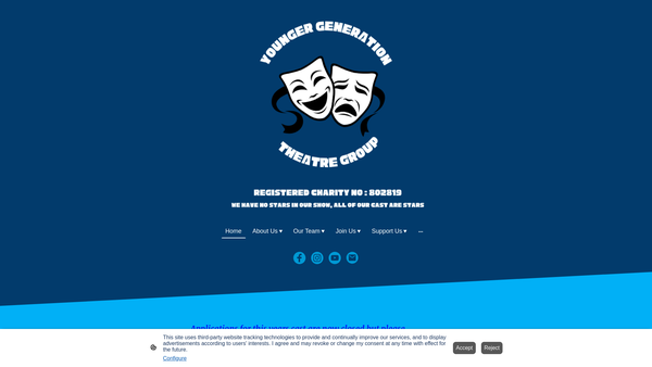 Screenshot of the The Younger Generation Theatre Group website