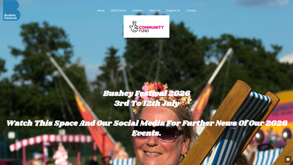 Screenshot of the The Bushey Festival Association website