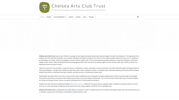 Screenshot of the Chelsea Arts Club Trust website
