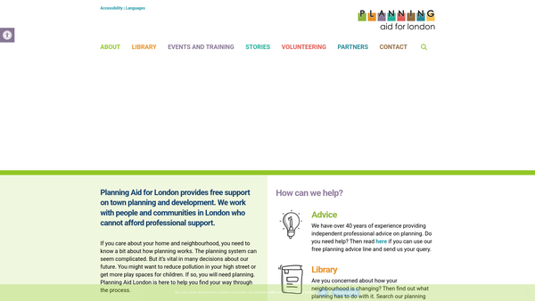 Screenshot of the Planning Aid For London website