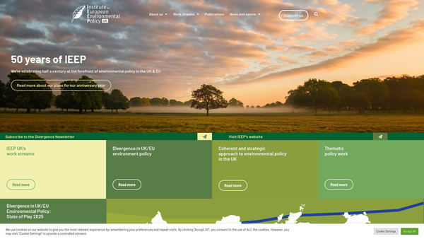 Screenshot of the Institute For European Environmental Policy, London website