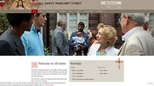 Screenshot of the The All Saints Church Marylebone Choir And Music Trust website