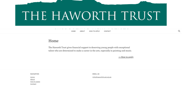 Screenshot of the The Haworth Charitable Trust website
