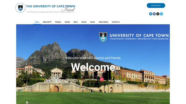 Screenshot of the University Of Cape Town Trust website