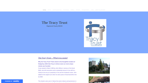 Screenshot of the The Tracy Trust website