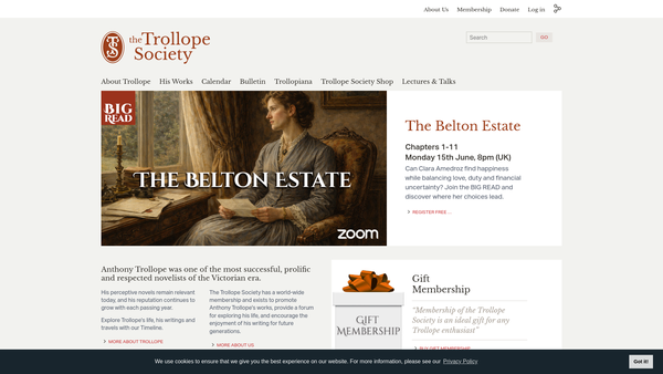Screenshot of the The Trollope Society website