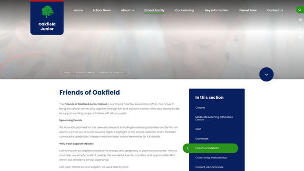 Screenshot of the Friends Of Oakfield School website