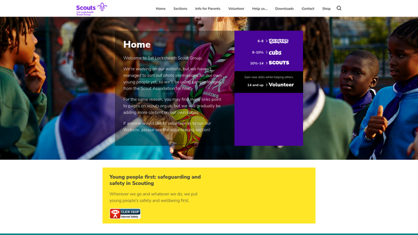 Screenshot of the 1st Locks Heath Scout Group website