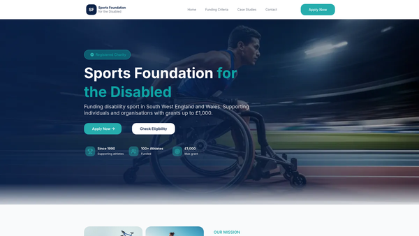 Screenshot of the Sports Foundation For The Disabled website