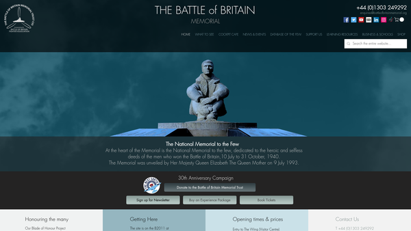 Screenshot of the The Battle Of Britain Memorial Trust website