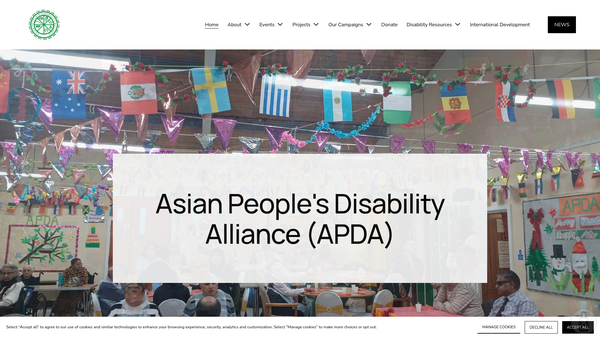 Screenshot of the Asian People's Disability Alliance website