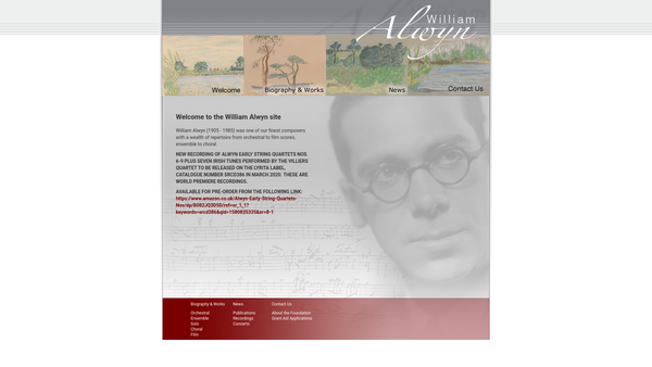 Screenshot of the The William Alwyn Foundation website