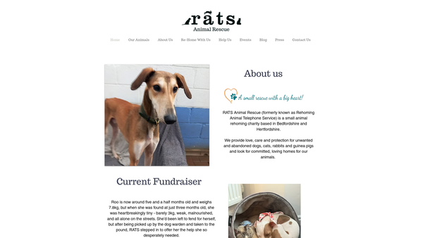 Screenshot of the Re-Homing Animal Telephone Service website