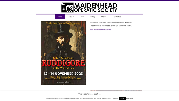 Screenshot of the Maidenhead Operatic Society website