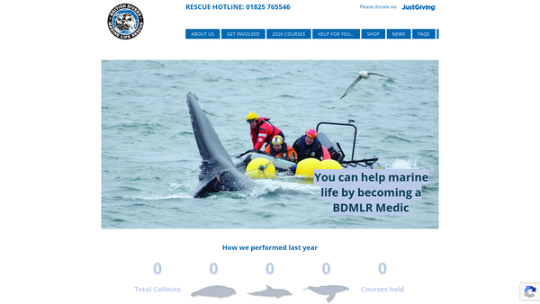 Screenshot of the British Divers Marine Life Rescue website