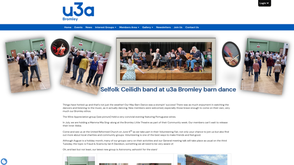 Screenshot of the University Of The Third Age Bromley website
