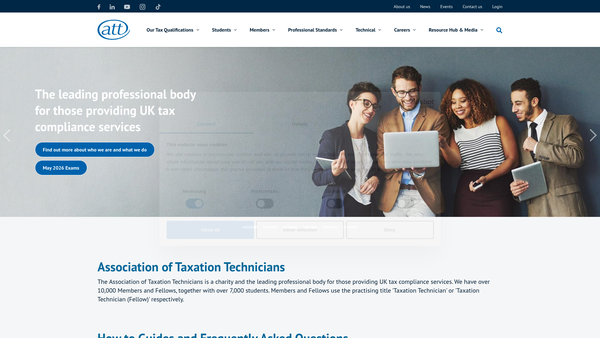 Screenshot of the The Association Of Taxation Technicians website