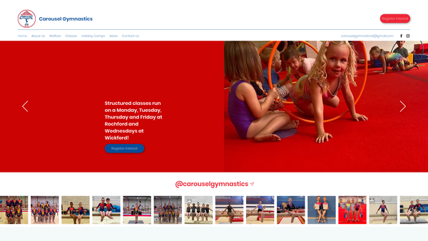 Screenshot of the Carousel School Of Gymnastics website