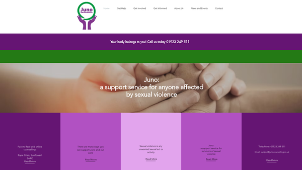 Screenshot of the Rape Crisis South West Hertfordshire website