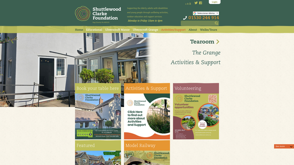 Screenshot of the The Shuttlewood Clarke Foundation website