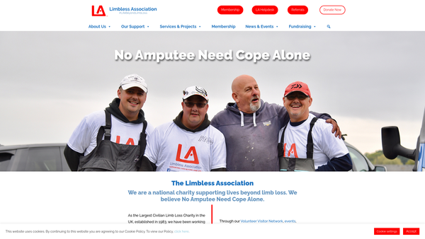 Screenshot of the Limbless Association website