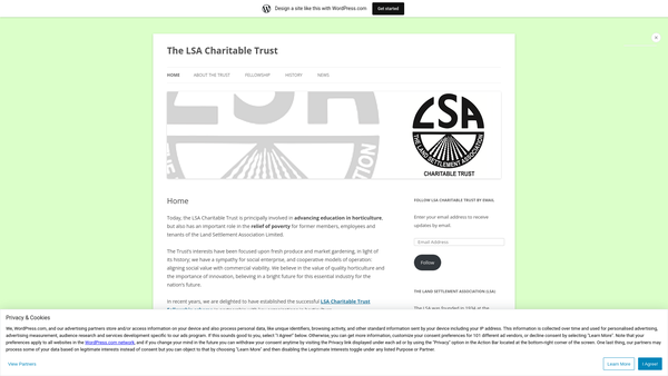 Screenshot of the Lsa Charitable Trust website
