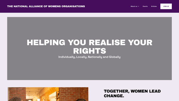Screenshot of the National Alliance Of Women's Organisations website
