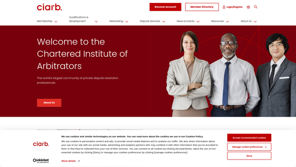 Screenshot of the The Chartered Institute Of Arbitrators website