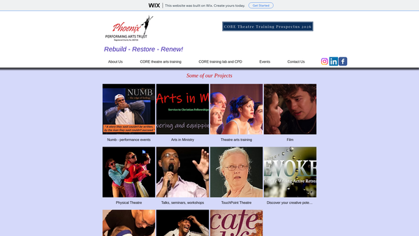 Screenshot of the Phoenix Performing Arts Trust website