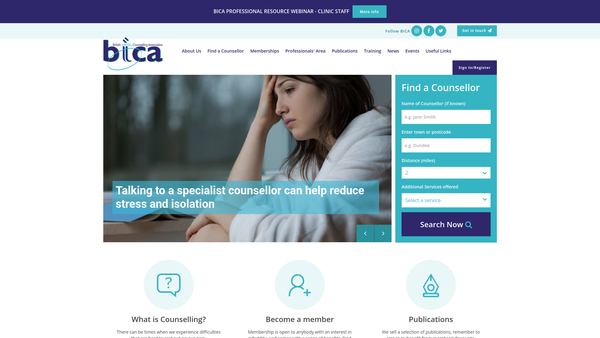 Screenshot of the British Infertility Counselling Association website