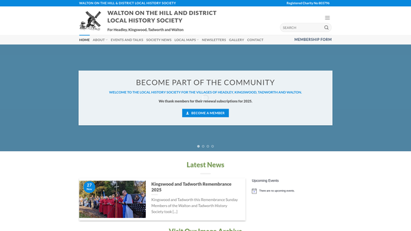 Screenshot of the Walton On The Hill And District Local History Society website