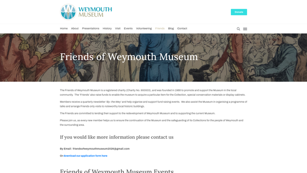 Screenshot of the The Friends Of Weymouth Museum website