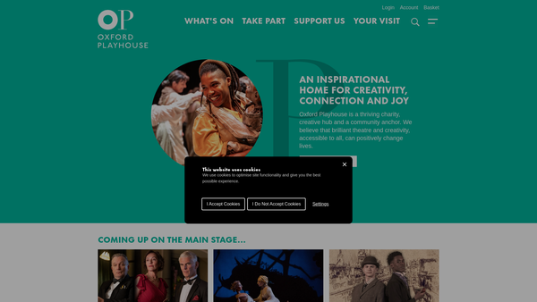 Screenshot of the The Oxford Playhouse Trust website