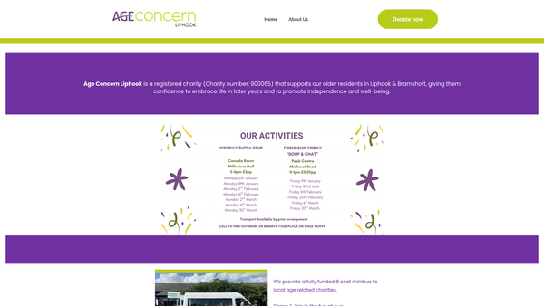 Screenshot of the Age Concern Liphook website
