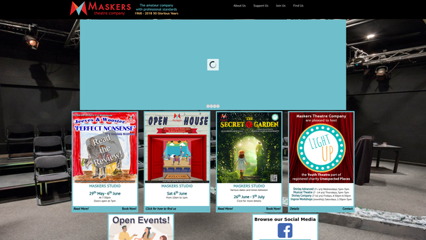 Screenshot of the The Maskers Theatre Company website