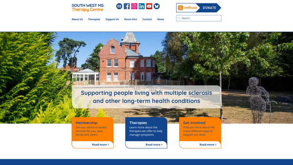 Screenshot of the Multiple Sclerosis Therapy Centre South West Limited website