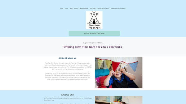 Screenshot of the Thatcham Pre-School website